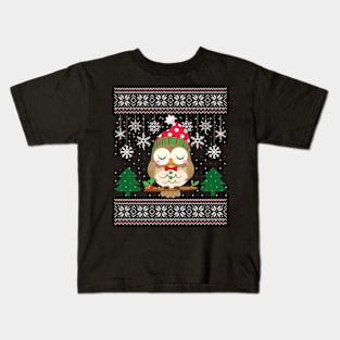 Funny Christmas Owl Women Men Ugly Xmas Sweater Kids T-Shirt